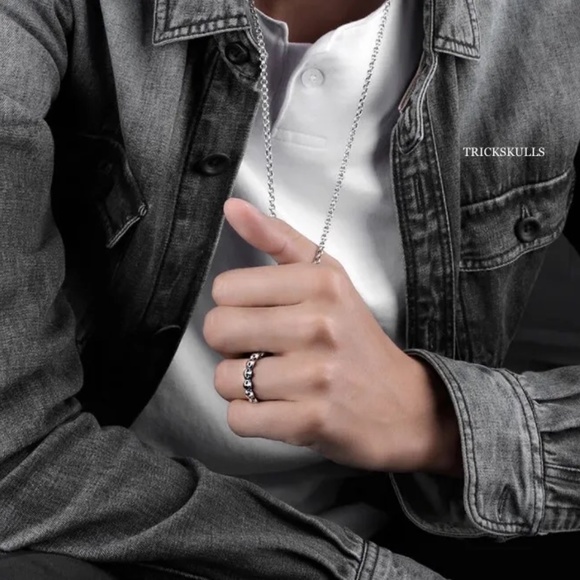 925 Sterling Silver 6mm Skulls Band Stackable Skull Ring 7 8 9 10 11 12 - Picture 3 of 6